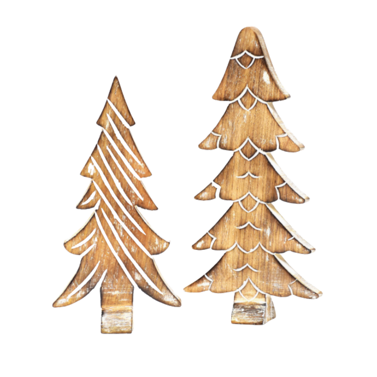 Wooden Winter Trees - Set of 2