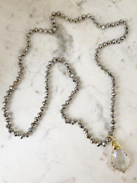 Gunmetal/Silver Beaded Pendant