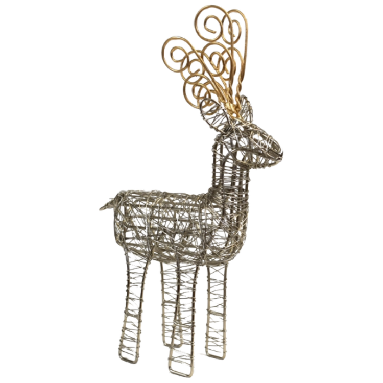 Gold Antler Wrapped Wire Reindeer